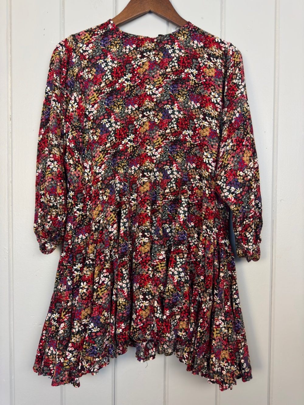 Storia Perennial Multicolor Floral Mini Ruffle Boho Dress Size Small Frilly